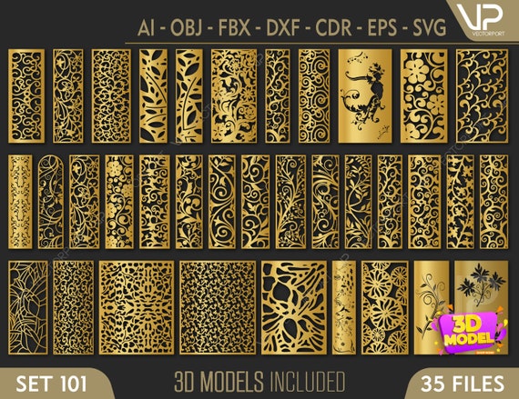 35 Modèles 3D modernes et fichiers vectoriels. | fichier cnc, fichier de coupe laser | Dxf, Svg, Max, Cdr, Eps, FBX, DWG, AI, 3DS | Ensemble 101 |
