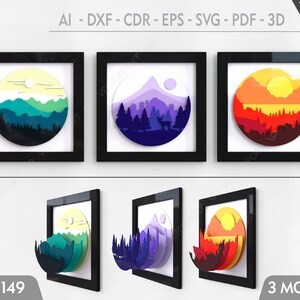 Download 3d Layered Wave Svg 3d Svg Shadow Box Svg Laser Cut Files Etsy