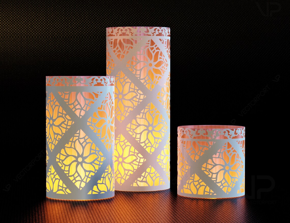 Papercut Lanterns Candle Holder SVG Laser Cut Lamp Tea light Etsy