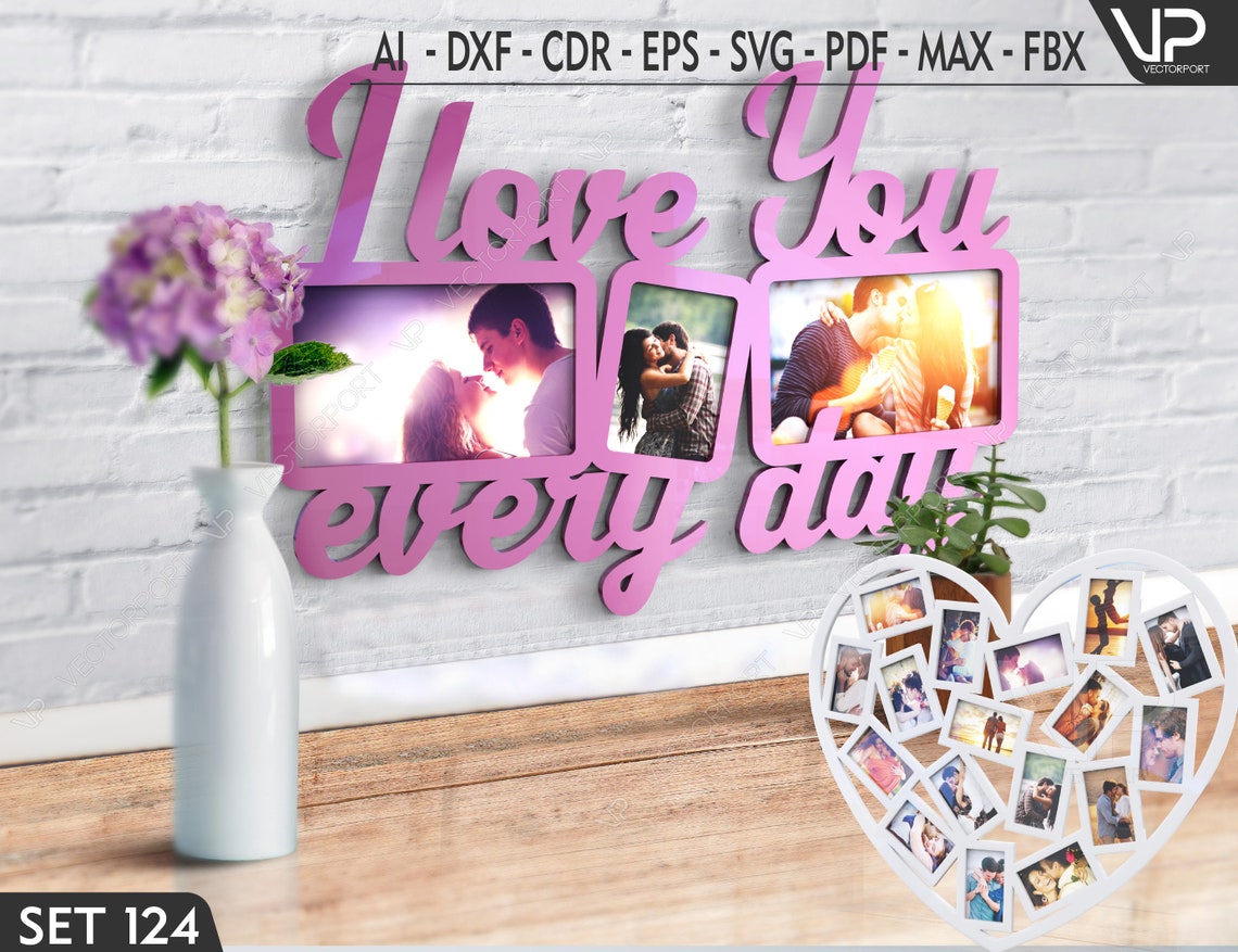 Heart Wooden Photo Frame Collage with I love you Frame for Her Etsy