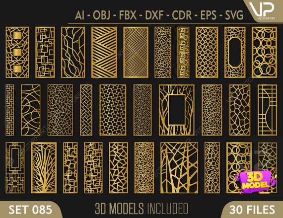 Cdr DWG Set 004 | Eps AI Vector laser cutting file Svg FBX 3DS 25 Pattern 3D models and vector files | cnc file Dxf