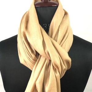 Cashmere Scarf Apricot Cream Handmade Pure Cashmere Pashmina Stole/Shawl/Scarf/ 70*200 cm