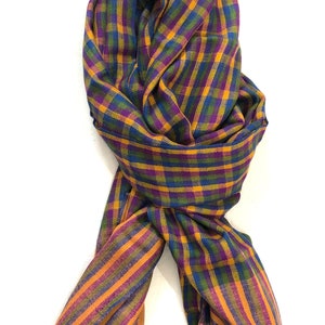 Handmade Gift Mini-Check Pattern Handwoven Genuine Cashmere Pashmina Stole/scarf/Shawl/wrap/70*200 cm