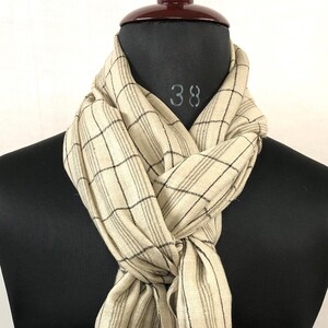 Handmade Cashmere Pashmina Stole: Graph Check Scarf, 70x200cm