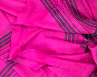 Handmade Super Pink Blue Stripes Handmade Cashmere Pashmina Stole/Scarf/70X200 cms