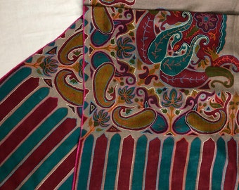 pashmina shawl for women Paisley  Dourdar Outlined Handmade Ladakhi Cashmere Pashmina Embroidered Shawl/100X200 cms