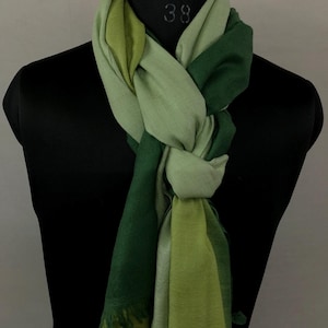 Sea foam green wild lime verdant green Ombré Dyed Handwoven Real Cashmere Pashmina Stole/Scarf/70*200 cm