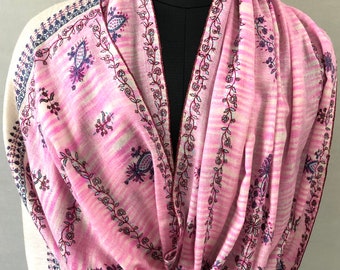 Cashmere Scarf Candy Pink Magic Weave Modern Design Sozni Embroidery Handmade Real Cashmere Pashmina Stole/Scarf/Shawl/70*200 cm