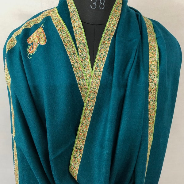 pashmina shawl for women Ocean depths sozni super fine hand Embroidered border handwoven real cashmere pashmina stole/scarf/shawl/70*200 cm