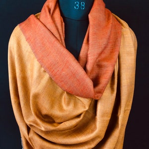 teacher gift Butterscotch and koi handwoven reversible ladakhi real cashmere pashmina shawl/wrap/100X200 cms image 2