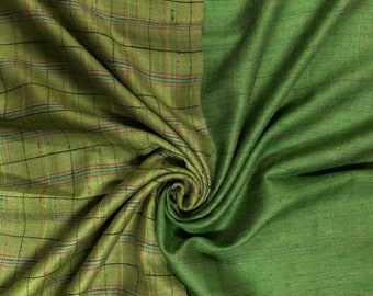 Greenery handwoven reversible checkered ladakhi real cashmere pashmina shawl/wrap/100X200cms