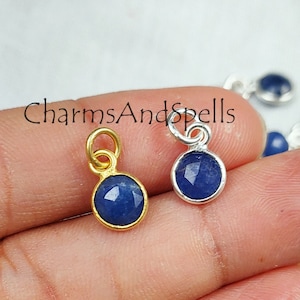 Minimalist Sapphire Pendant, Woman Pendant, Gold Plated Ethnic Pendant, Cute Pendant, Wedding Gift, Blue Stone Jewelry, Gift For Woman