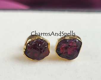 Pendientes de rubelita en bruto, piedra natal de julio, joyas con piedras preciosas curativas