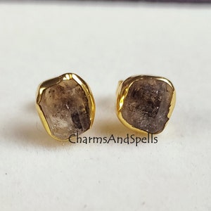 Herkimer Diamond Earrings, Birthstone Stud Earrings, Herkimer Diamond Stud Earrings, Raw Crystal Earrings,Raw Stone Earrings,Crystal Jewelry