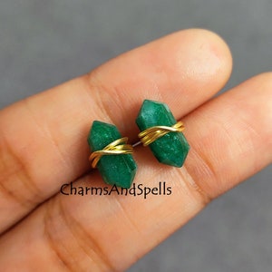 Emerald Pencil Earring Studs, Earrings for Women, Green Gemstone Earrings, Dainty Emerald Gemstone Earrings, May Birthstone, Gift For Her