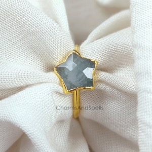 Blue Aquamarine Ring, Boho Ring, Aquamarine Electroplating Ring, March Birthstone Jewelry, Unique Aquamarine Engagement Ring For Women, Gift