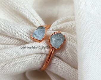 Bague Aigue-marine Brute Naturelle, Bijoux Pierre De Naissance, Bague Pierre De Naissance Mars, Bague Cristal Brut, Bijoux Délicats, Bague Unique, Cadeau Fête Des Mères, Cadeau