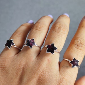 Natural Garnet Ring, Electroplated Stone Ring, Garnet Jewelry, Crystal Ring, January Birthstone Ring, Red Garnet, Valentine Day Gifts