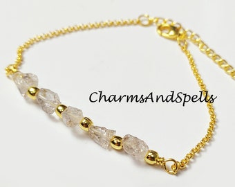 Raw Herkimer-armband, edelsteenarmband Raw Healing, sierlijke handgemaakte armband, armband met etnische kristallen, cadeau voor Valentijnsdag, armband voor vrouwen