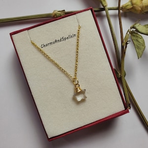 Crystal Star Necklace, Star Crystal Stone Pendant Necklace, Natural Gemstone Star Necklace, Healing Crystal Jewelry, Chakra, Gift for Her