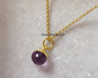 Natural Amethyst Crystal Ball Necklace, Boho Jewelry, Spiritual Stone Pendant, Gift For Her