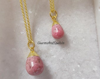 Natural Pink Opal Pendant Necklace, Boho Jewelry, Pink Opal Tumble Necklace, Opal Jewelry, October Birthstone, Bridesmaids Gift, Gift Idea