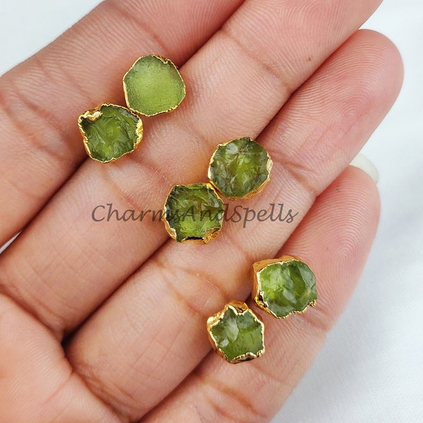 Peridot kristallen oorbellen, Peridot Stud Oorbellen, groene stenen sieraden, edelsteen Stud, kleine kristallen Stud Oorbellen, eenvoudige oorbellen