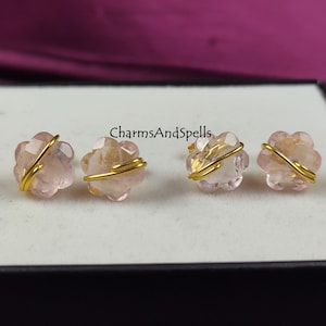 Rose Quartz Earrings, For Women, 925 Silver, Gemstone Stud Earrings, Unique Rose Quartz, Wedding Earrings, Boho Earrings, Gift For Her
