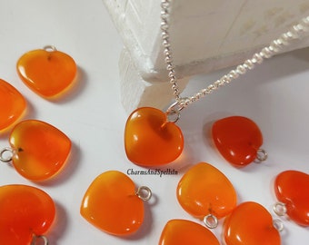 Natürliche Karneol Herz Halskette, Herz Form Halskette, handgemachter Schmuck, Karneol Edelstein Charm Halskette, Hochzeitsgeschenk, Geschenk für die Braut