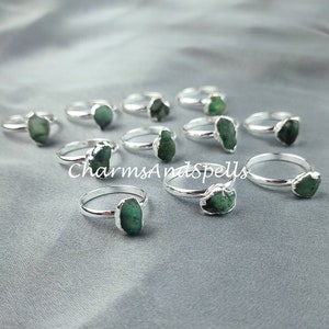 50% OFF On Emerald Ring, Gemstone Ring, Electroplated Ring, Gift for Her, Raw Crystal Jewelry, Ethnic Ring, Women Ring, Gift Jewelry, Ring
