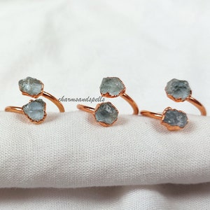 Natural Raw Aquamarine Ring, Birthstone Jewelry, March Birthstone Ring, Raw Crystal Ring, Dainty Jewelry, Unique Ring, Mother Day Gift, Gift