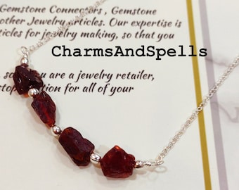 Natural Raw Garnet Necklace, Rough Gemstone Crystal, Healing Stone, January Birthstone, Layering, Girlfriend, Gift for Her, Dainty Necklace