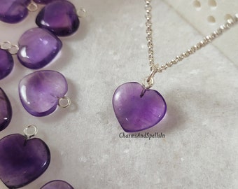 Purple Amethyst Heart Necklace, Unique Amethyst Heart, February Birthstone Jewelry, Boho Necklace, Natural Gemstone, Anniversary Gift Idea