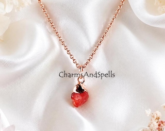 Colar com pingente de cornalina bruta, colar de cobre eletrodepositado, pedra de cristal para cura e chakras, colar de cornalina laranja, joias de cornalina