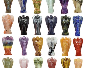 2 Inch Gemstone Angel Figurine, Carved Crystal Angel, Pocket Angel