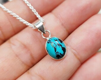 Collar con colgante de howlita y turquesa, collar de piedra preciosa azul, colgante para mujer, joyería bohemia, regalo para ella.