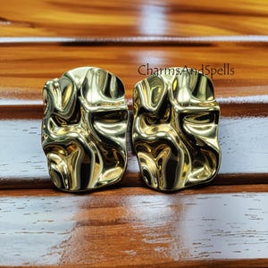 Modern Artistic Stud Earrings, Bold Art Earrings, Handmade Fashion Jewelry, Molten Earrings, Fashion Statement, Eye-Catching Gift for Her