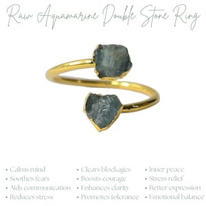 Dainty Raw Aquamarine Ring, Boho Jewelry, Natural Aquamarine Ring, March Birthstone Jewelry, Raw Crystal Ring, Anniversary Gift, Gift Idea