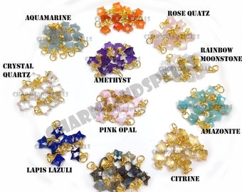 Crystal Star Pendants - Star Carved Pendant – Natural Gemstones - Healing Gemstone - Jewelry Making Supplies