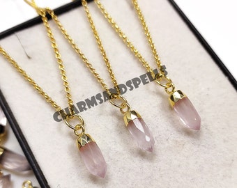Rose Quartz Pencil Point Necklace Rose Quartz Pencil Point Necklace