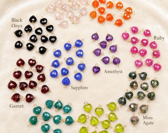 Natural Gemstone Charms, Heart Shape Crystal Pendants DIY Bracelet Necklace Charms, Wholesale Gift Handmade Heart Shape Jewelry