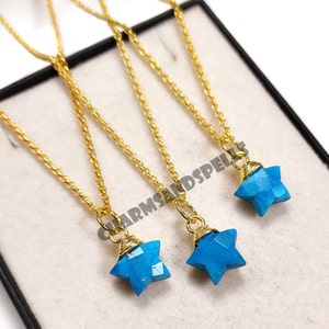 Turquoise Star Necklace, Star Shaped Necklace, December Birthstone Necklace, Simple Turquoise Necklace, Wire Wrapped Turquoise Necklace