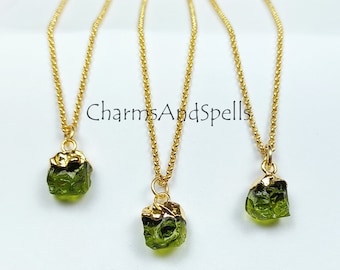 Raw Moldavite Necklace, Healing Crystal for Love, Heart Chakra Balancing, Spiritual Growth, Transformation stone, Gift for her