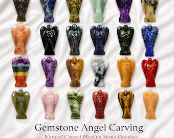 2 Inch Gemstone Angel Figurine, Carved Crystal Angel, Pocket Angel