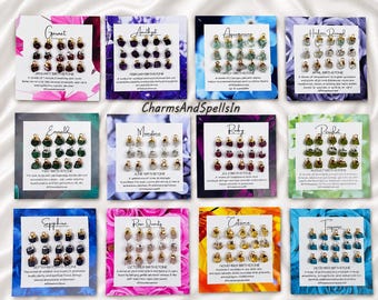 Birthstone Charm, Personalized Birthstone Jewelry, 12 Month Birthstone Pendant, Natural Gemstone Charm, Birthday Gift for Her