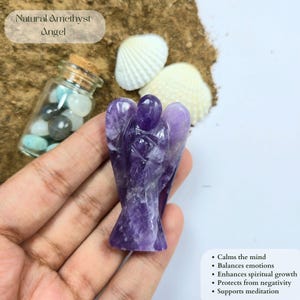 Amethyst 2&#39;&#39; Crystal Angel, Crystal Figurine, Standing Statuette Angel, Metaphysical Healing Crystal Angel, Guardian Angel, Spiritual Gift