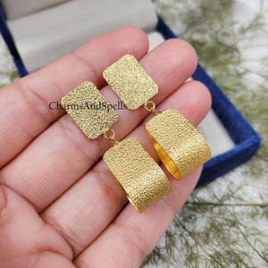 Pendientes africanos, pendientes de diseño chapados en oro de 14 quilates, regalo para ella, pendientes hechos a mano, pendientes de oro, pendientes llamativos, pendientes antiguos