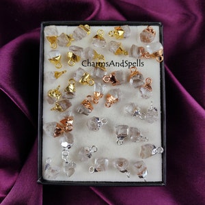 Crystal Quartz Raw Connector Pendants, Rough Electroplated Charms, Crystal Quartz Pendant Connector Jewelry, DIY Connectors, Sold By Piece