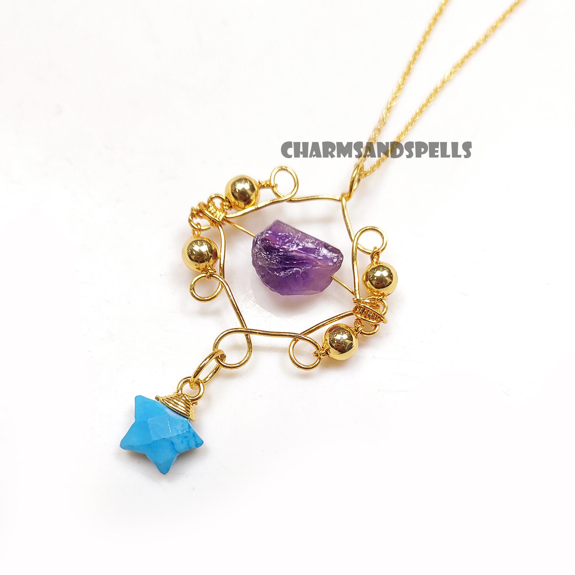Collana con ciondolo in ametista autentica e oro 14 carati, pietra portafortuna di febbraio, regalo di compleanno in confezione regalo, realizzata a mano negli Stati Uniti da E. Ria Designs. - Italia
