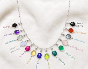 Gemstone Necklace, Multi Gemstone Charm Necklace, Crystal Pendant Jewelry, Birthstone Necklace, Boho Spiritual Jewelry, Healing Crystal Gift